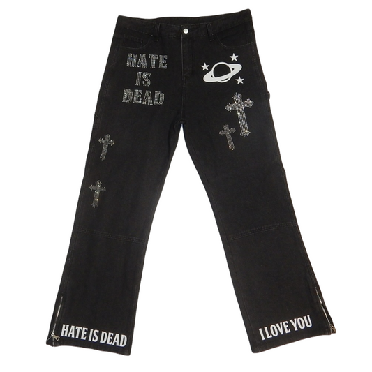 HATE IS DEAD Rhinestone Jeans